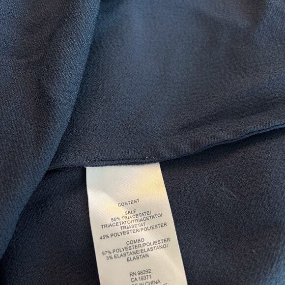 Tibi Blouse Size Small‎ 3/4 Sleeve Crewneck Gathered Sleeve Dark Gray Teal Crepe - Picture 10 of 10